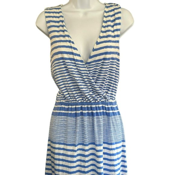 Vineyard Vines Women's Blue White Striped Ruffle Maxi Dress Small Sleeveless - Picture 2 of 6